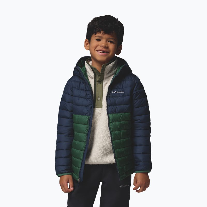 Kurtka dziecięca Columbia Powder Lite II Hooded rain forest/collegiate navy 5
