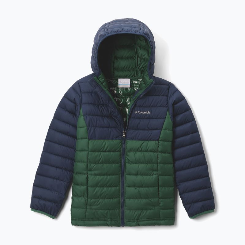 Kurtka dziecięca Columbia Powder Lite II Hooded rain forest/collegiate navy 8