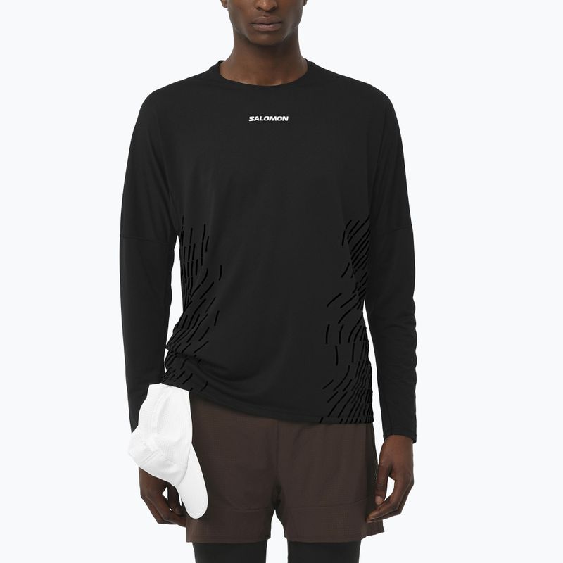 Longsleeve do biegania męski Salomon Sense Aero GFX deep black