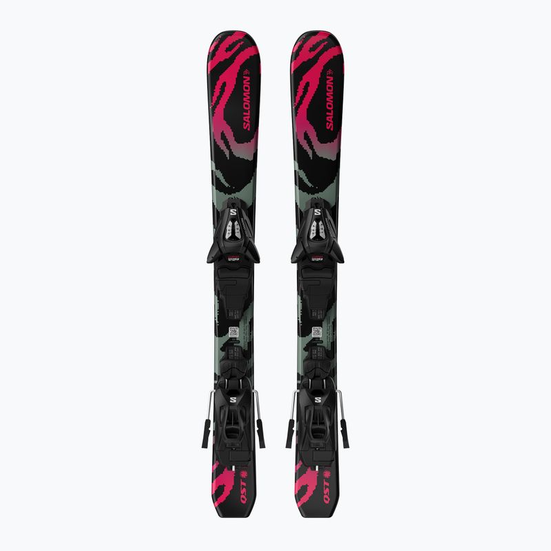 Narty zjazdowe dziecięce Salomon QST Jr Black XS + wiązania C5 GW black/neon punch 2
