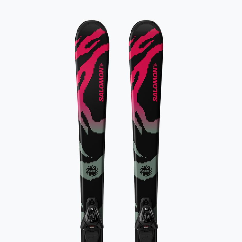 Narty zjazdowe dziecięce Salomon QST Jr Black M + wiązania L6 GW black/neon punch 5