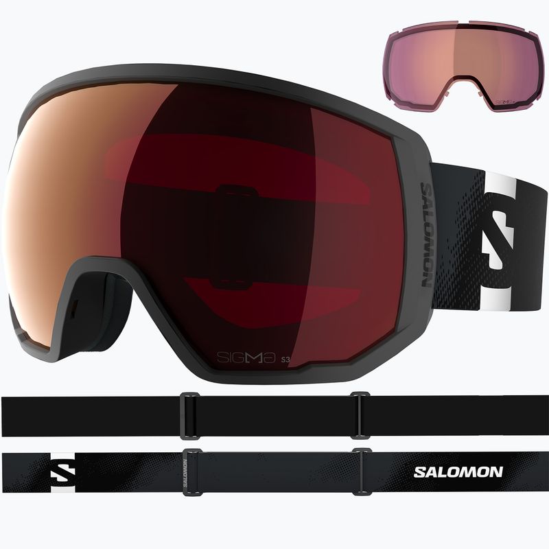 Gogle narciarskie Salomon Radium Pro Outline Sigma S3+S1 black/sigma fire red/sigma light blue 2