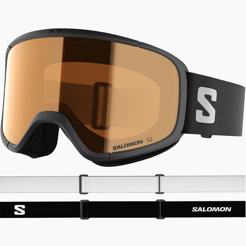 Gogle narciarskie dziecięce Salomon Rio S2 black/flash tonic orange 2