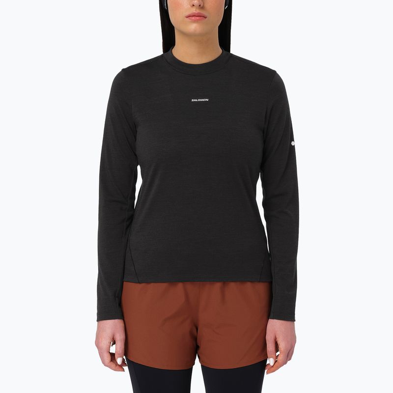 Longsleeve do biegania damski Salomon Sense Merino Tee LS deep black