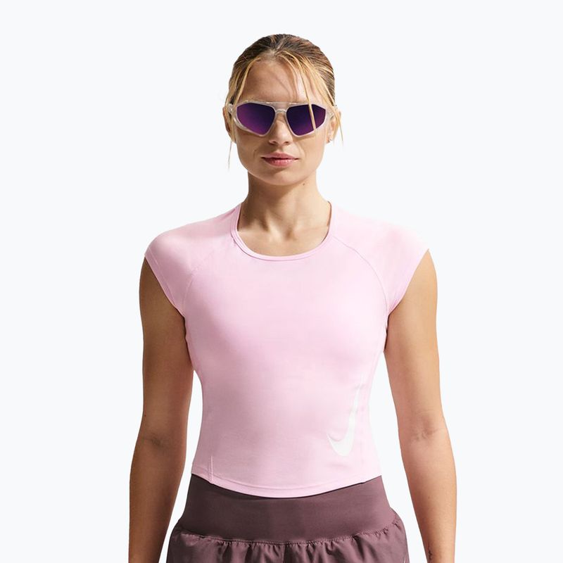 Koszulka do biegania damska Nike Swoosh Run Dri-Fit pink foam/photon dust/white