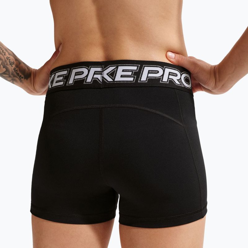 Spodenki treningowe damskie Nike Pro Mid Rise Biker 3" black/white/metallic silver 7