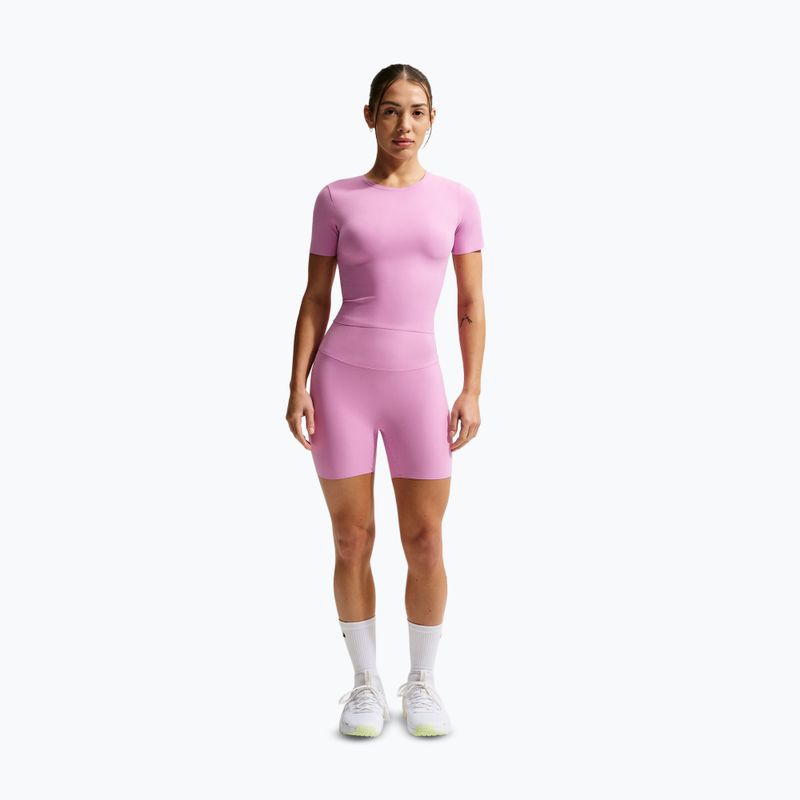 Spodenki damskie Nike Zenvy High Waisted Biker 5" light magenta/white 2