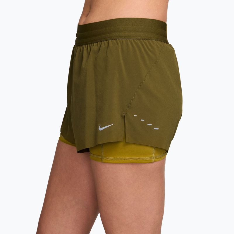 Spodenki do biegania damskie Nike Swift Mid-Rise 2in1 olive flak/peat moss 3