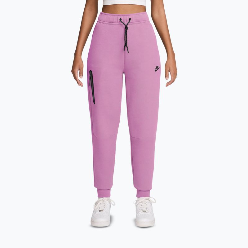 Spodnie damskie Nike Sportswear Tech Fleece Mid-Rise light magenta/black