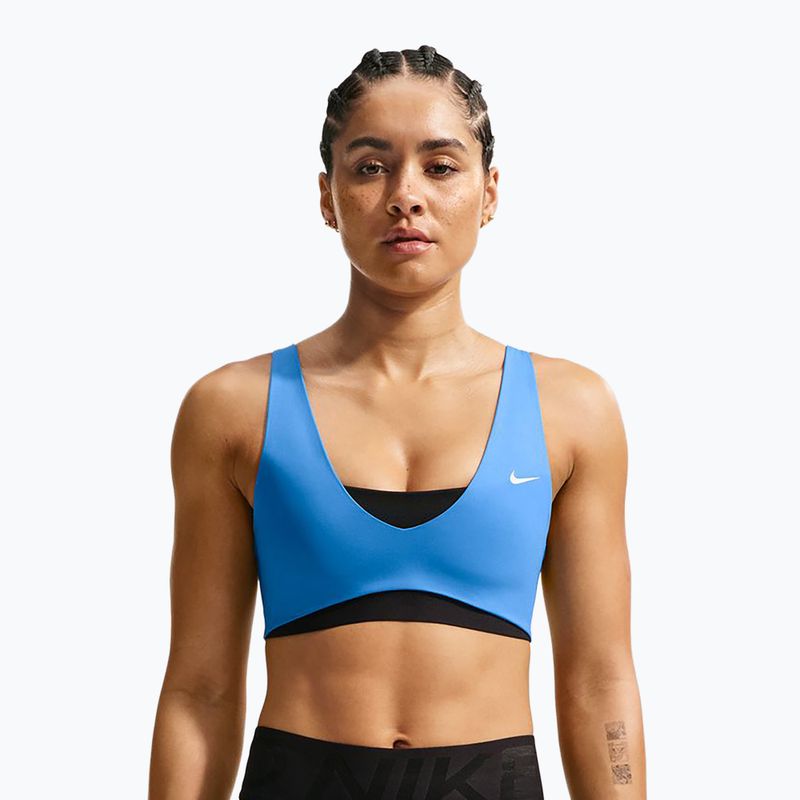 Biustonosz treningowy Nike Pro Sculpt Medium Support light photo blue/black/white