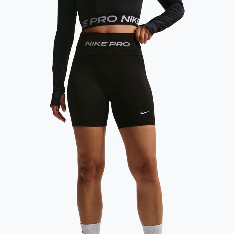 Spodenki treningowe damskie Nike Pro Seamless High Waisted Biker 5" black/white 5