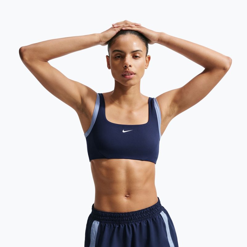 Biustonosz treningowy Nike One Light Support midnight navy/aluminium/white 4