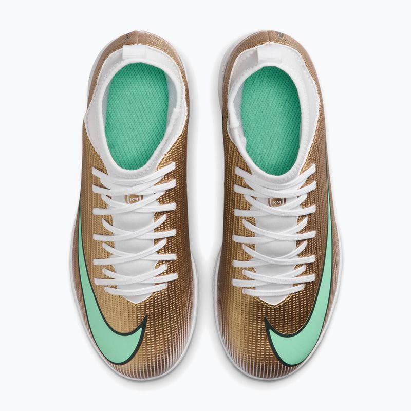 Buty piłkarskie dziecięce Nike Jr. Mercurial Superfly 11 Club "Kylian Mbappé" IN metallic gold/green glow 11