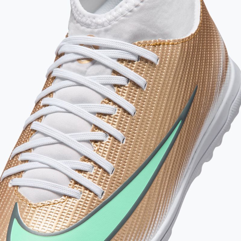 Buty piłkarskie dziecięce Nike Jr. Mercurial Superfly 11 Club "Kylian Mbappé" TF metallic gold/green glow 12