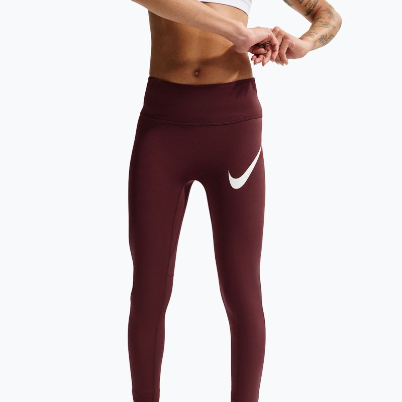 Legginsy do biegania damskie Nike Tempo Swoosh Run High-Waisted 7/8 mystic dates/white 5