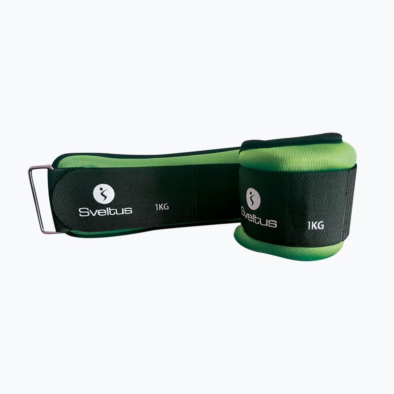 Obciążniki na kostki i nadgarstki Sveltus Weighted Cuff 2 x 1 kg green