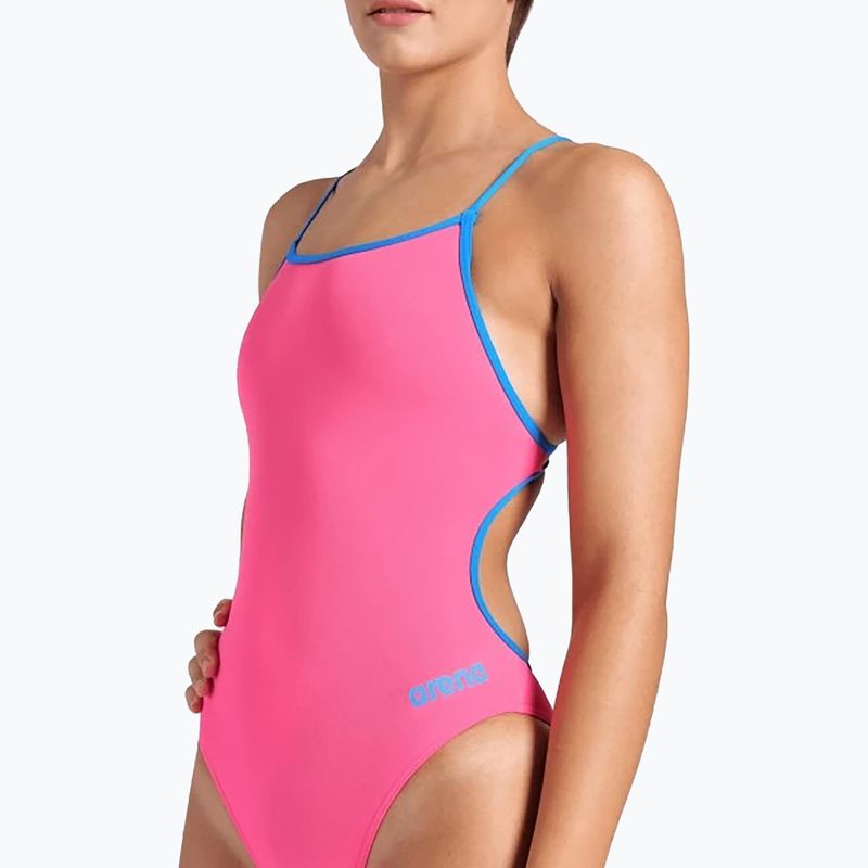 Strój pływacki jednoczęściowy damski arena Lace Back Solid shocking pink/blue river 4