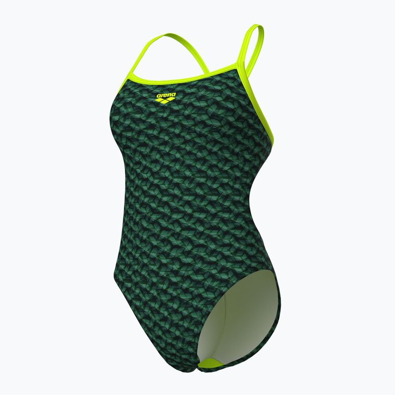Strój pływacki jednoczęściowy damski arena Monogram Challenge Back dark sage multi/artic lime 4