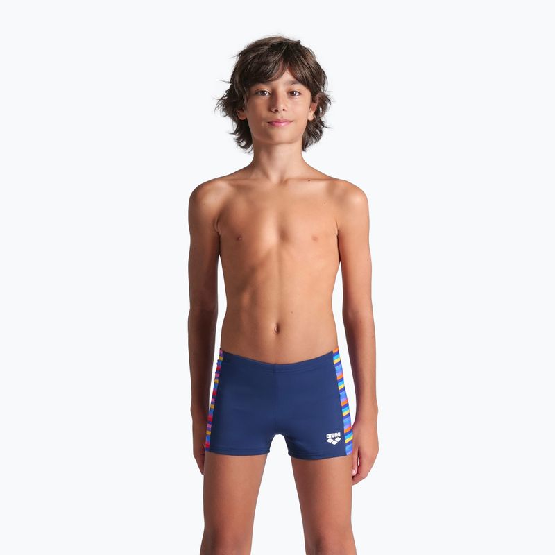 Bokserki pływackie dziecięce arena Racing Stripe Swim Short navy/navy multi 4