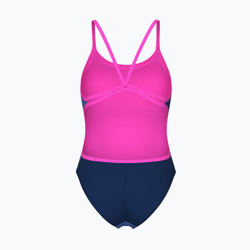 Strój pływacki jednoczęściowy damski arena Arch Lace Back multi blue/navy/shocking pink 2