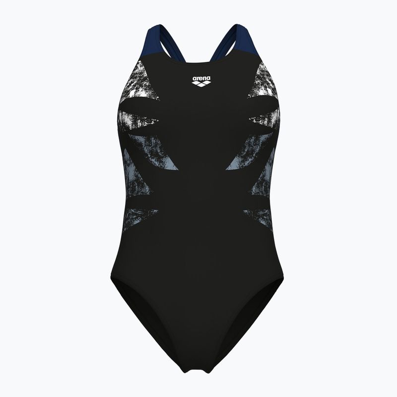 Strój pływacki jednoczęściowy damski arena Graphic V Back black/navy