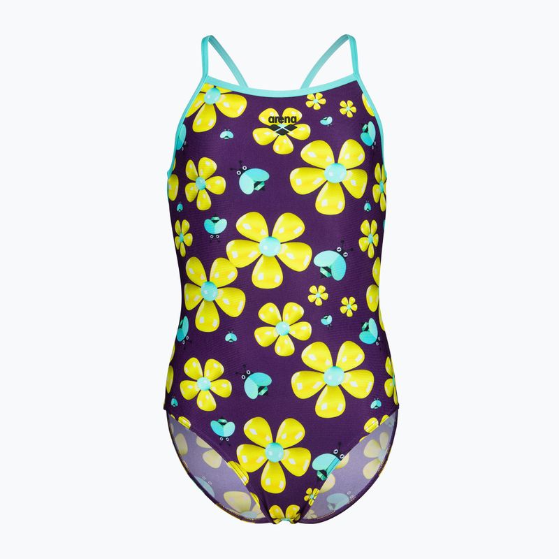 Strój pływacki jednoczęściowy dziecięcy arena Spring Lightdrop Back plum multi/water