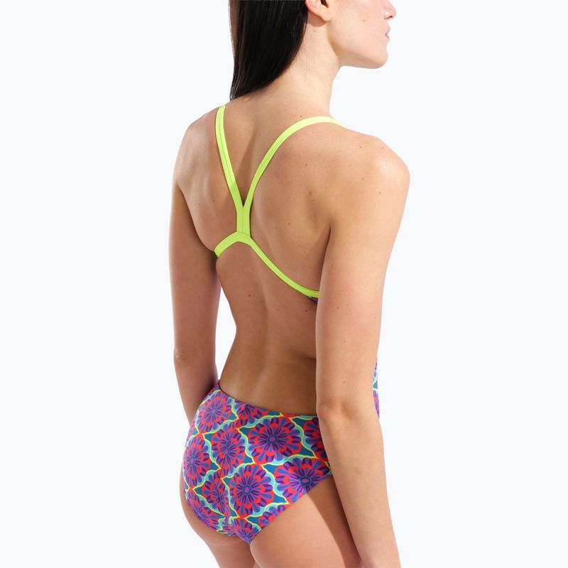 Strój pływacki jednoczęściowy damski arena Floral Challange Back violet multi/artic lime 5