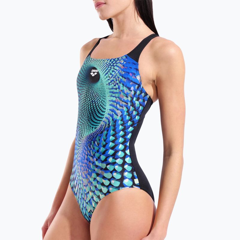 Strój pływacki jednoczęściowy damski arena Peacock Swim Pro Back multi green/black 4