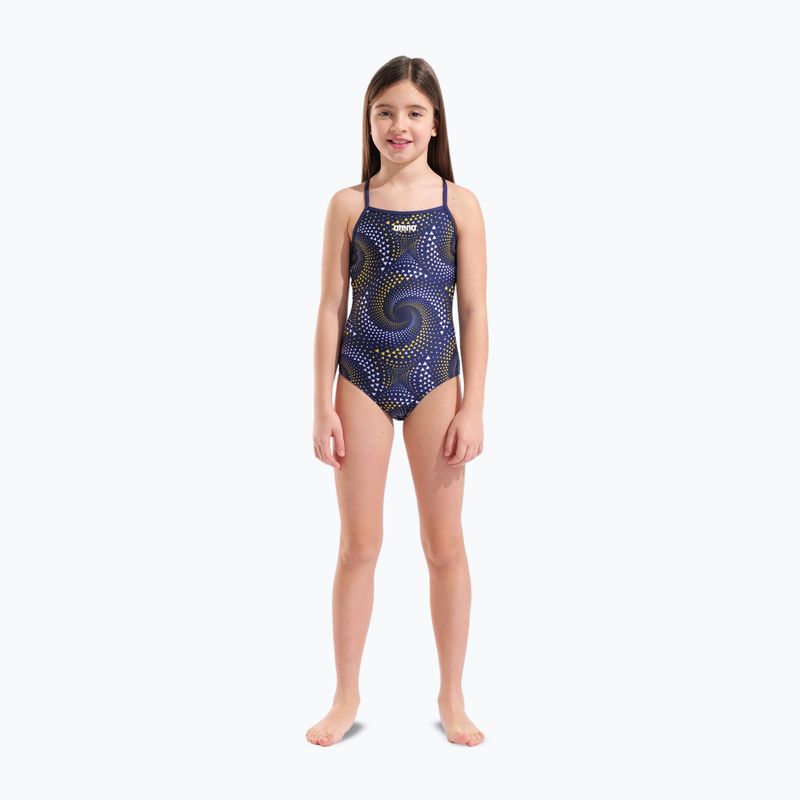 Strój kąpielowy jednoczęściowy dziecięcy arena Fireflow Lightdrop Back navy/team navy yellow 6