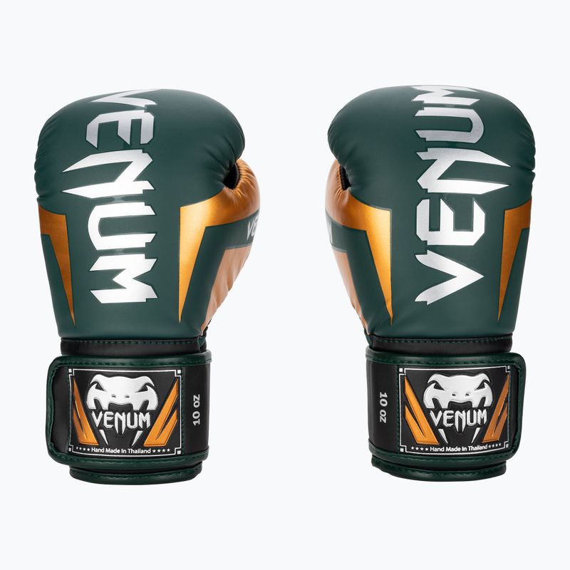 Rękawice bokserskie Venum Elite green/bronze/silver