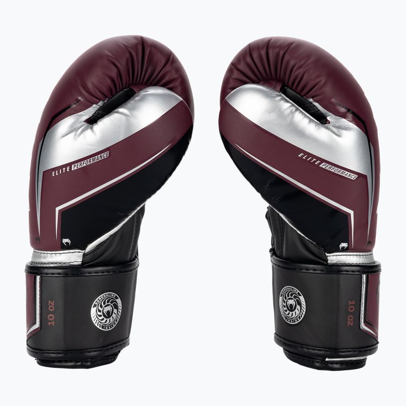 Rękawice bokserskie Venum Elite Evo burgundy/silver 4