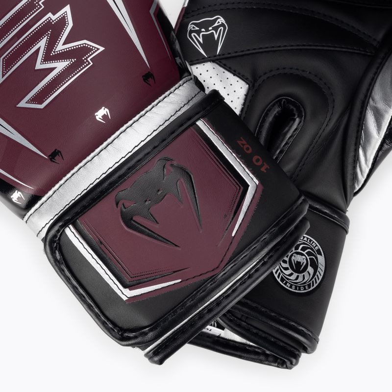 Rękawice bokserskie Venum Elite Evo burgundy/silver 5