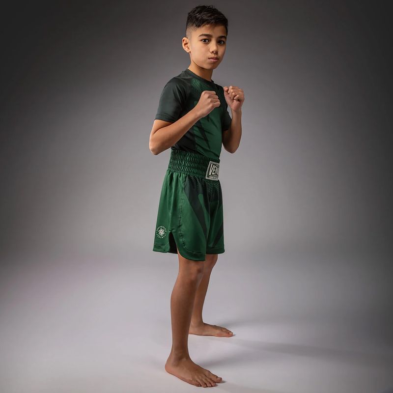 Spodenki treningowe dziecięce Venum Attack Kids Boxing forest green/off white 2
