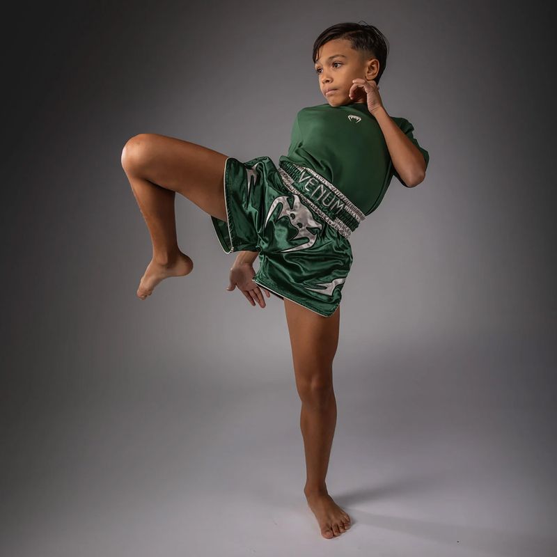 Spodenki treningowe dziecięce Venum Inferno Muay Thai forest green/off white 2