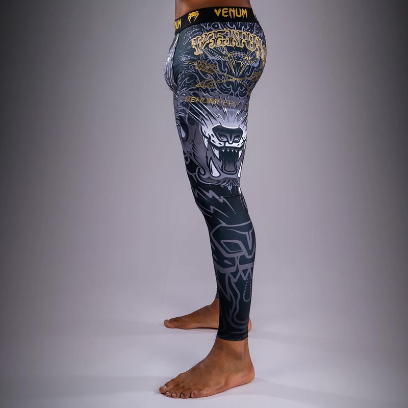 Legginsy treningowe męskie Venum Wolf Atak Spats black/grey 4