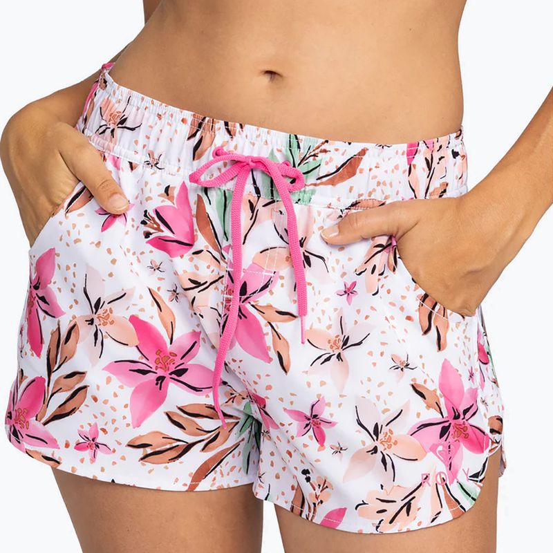 Szorty kąpielowe damskie ROXY Wave Printed 2 white happy tropical swim 5
