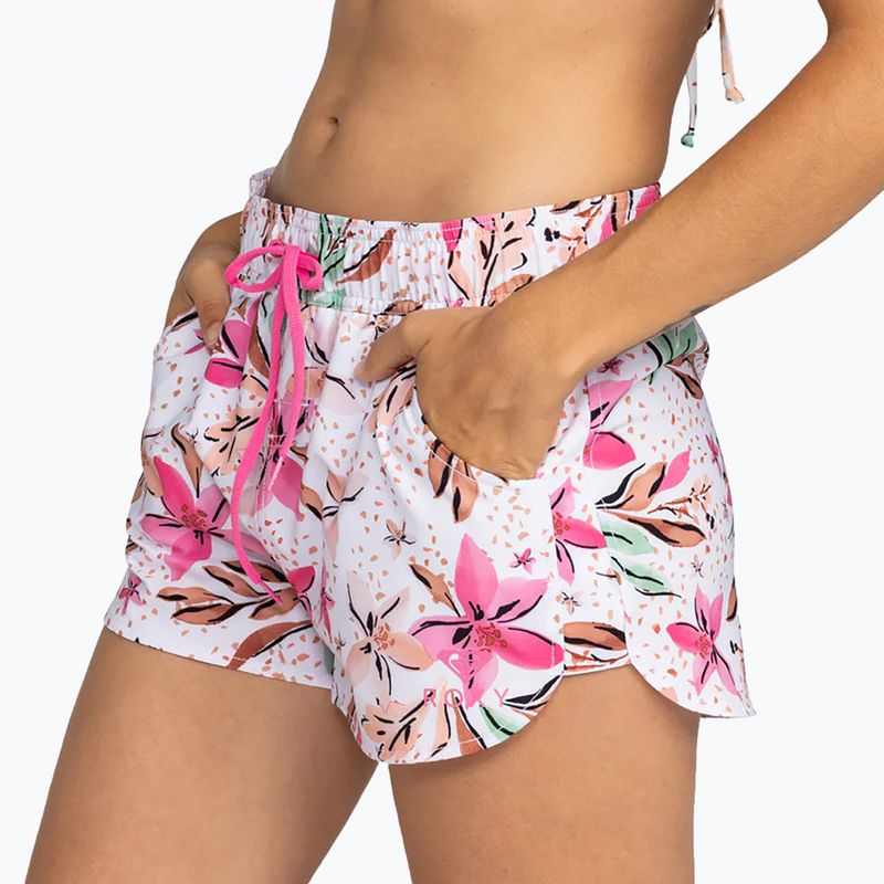 Szorty kąpielowe damskie ROXY Wave Printed 2 white happy tropical swim 4