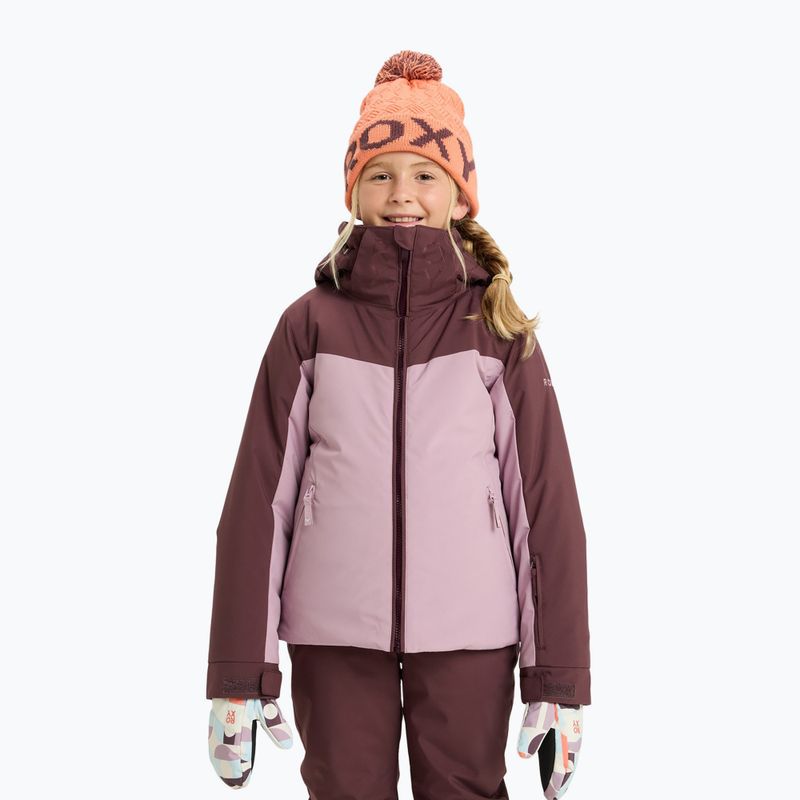 Kurtka snowboardowa dziecięca ROXY Free Jet Block discreet mauve