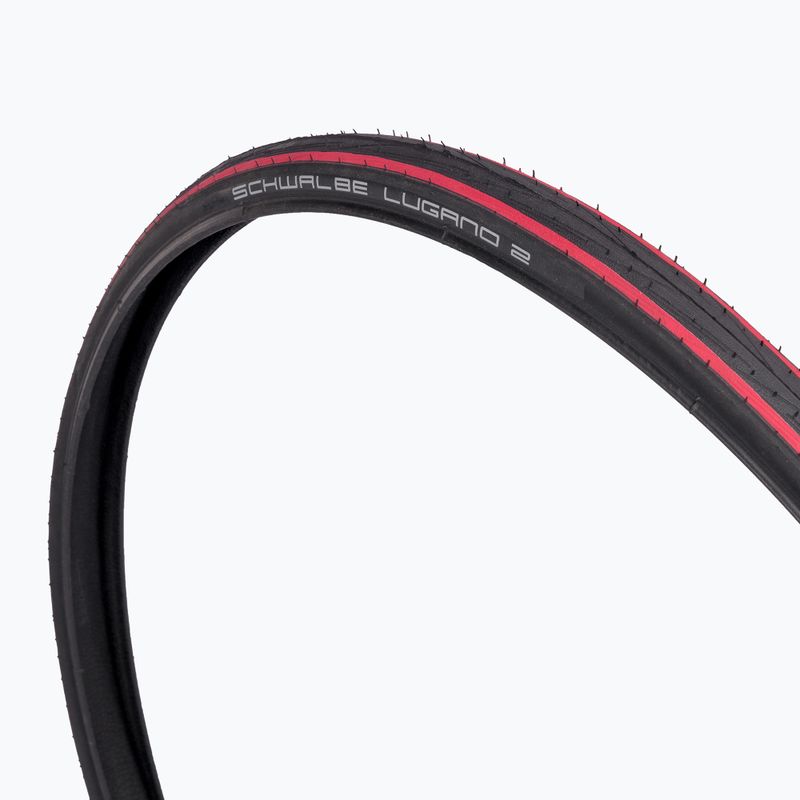 Opona rowerowa SCHWALBE Lugano II K-Guard Silica 700 x 25C red stripes 2