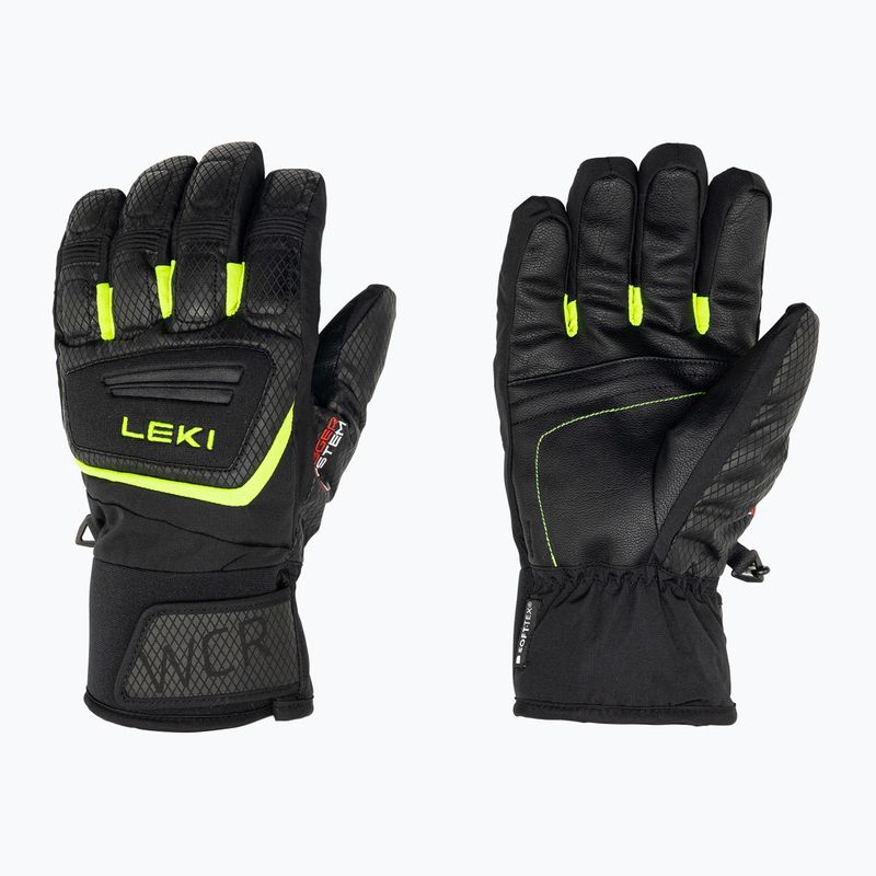 Rękawice narciarskie dziecięce LEKI WCR Team 3D Junior black ice/lemon