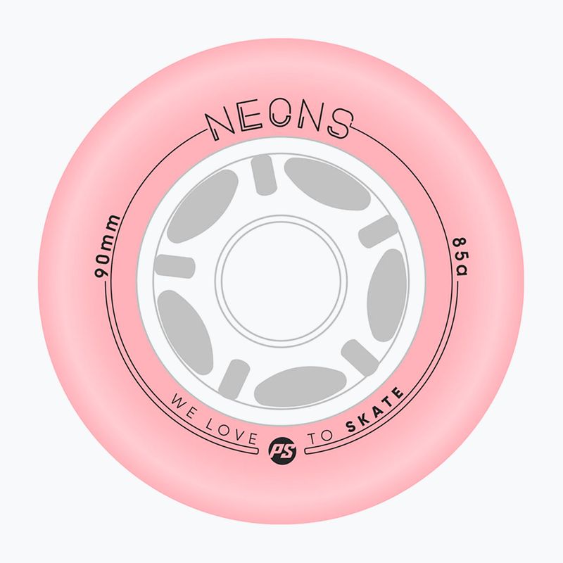 Kółka do rolek Powerslide Neons LED 90 mm/85 A 4 szt. rose