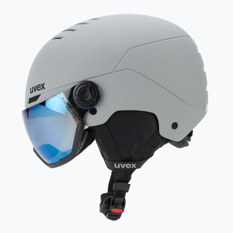 Kask narciarski UVEX Wanted Visor rhino matt/mirror blue/smoke 4