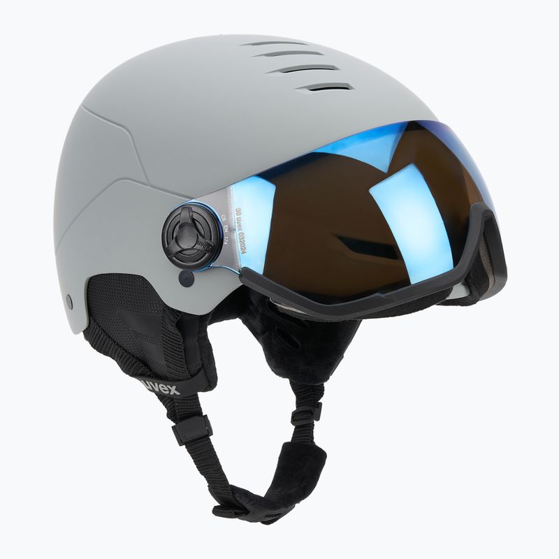 Kask narciarski UVEX Wanted Visor rhino matt/mirror blue/smoke 9