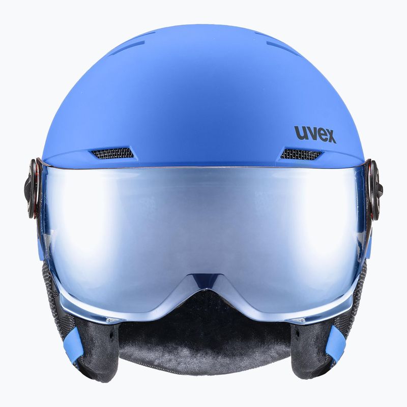 Kask narciarski dziecięcy UVEX Rocket Visor Jr blue matt/mirror blue/smoke 10