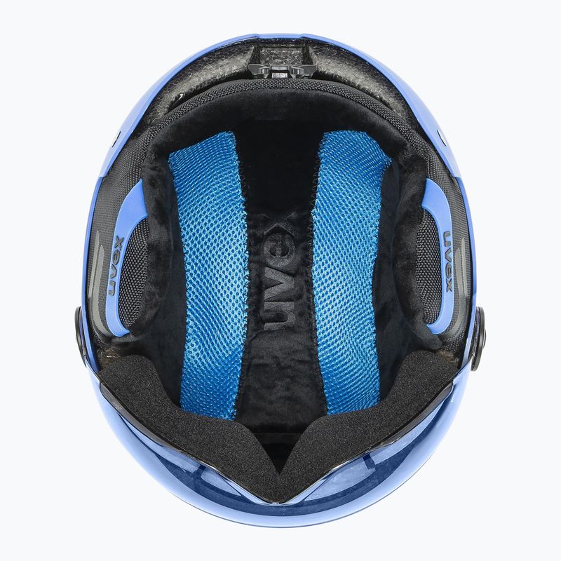 Kask narciarski dziecięcy UVEX Rocket Visor Jr blue matt/mirror blue/smoke 14