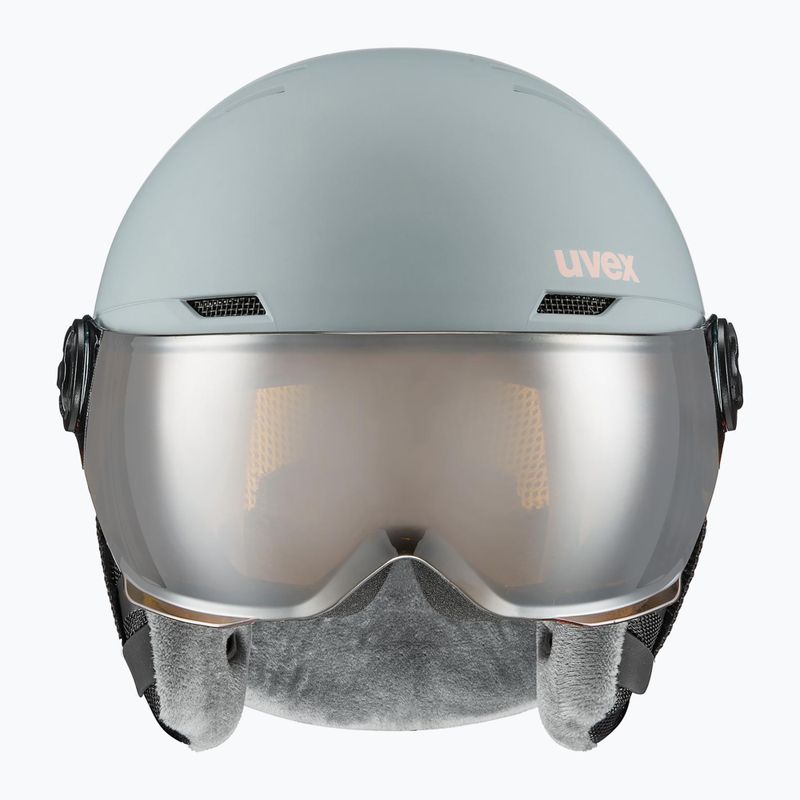 Kask narciarski dziecięcy UVEX Rocket Visor Jr rhino/blush matt/mirror silver/lasergold lite 11