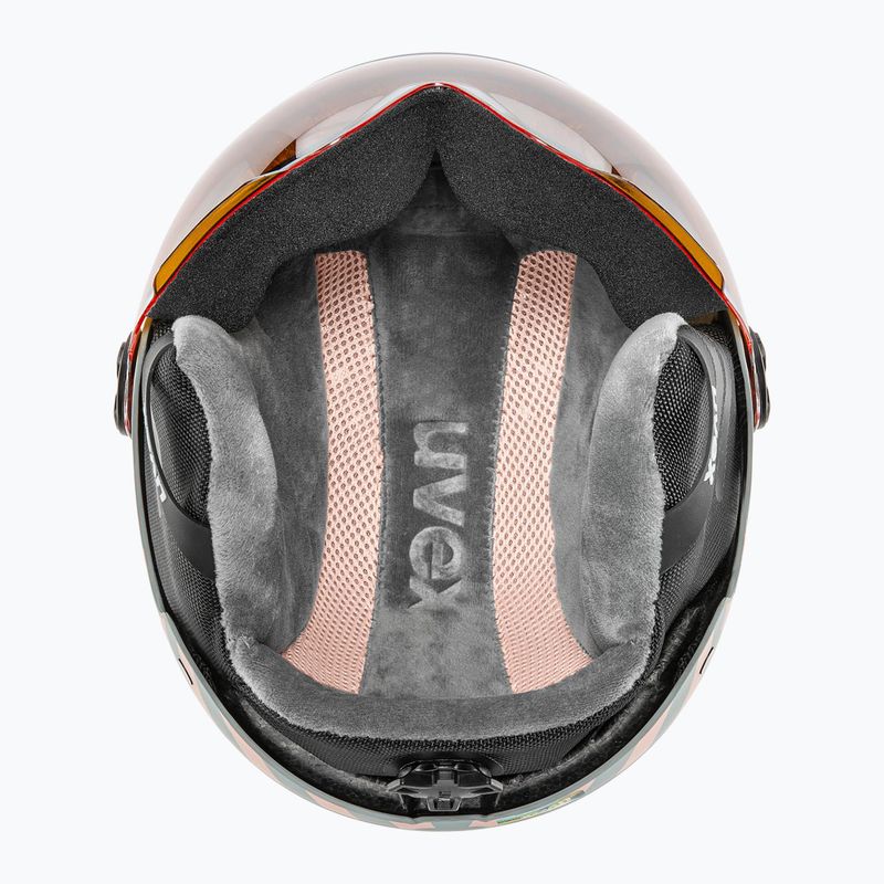 Kask narciarski dziecięcy UVEX Rocket Visor Jr rhino/blush matt/mirror silver/lasergold lite 13