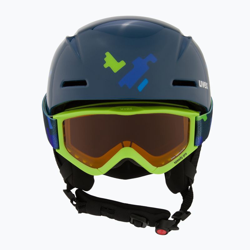 Kask narciarski dziecięcy UVEX Viti Set + gogle Speedy Pro blue puzzle/lasergold lite 2