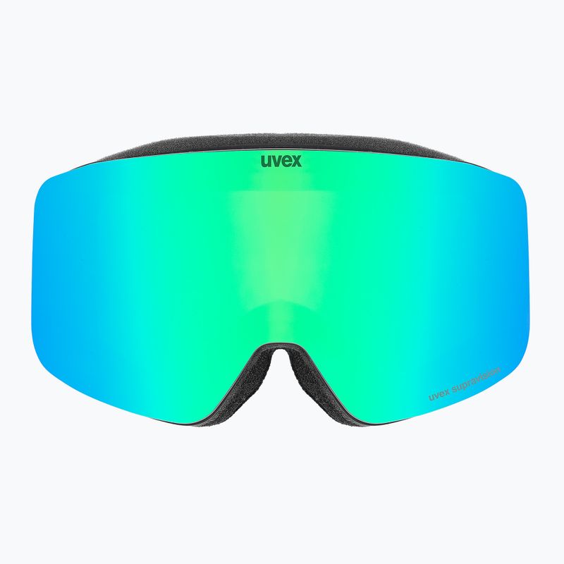 Gogle narciarskie dziecięce UVEX Pwdr FM black matt/mirror green yellow clear 2