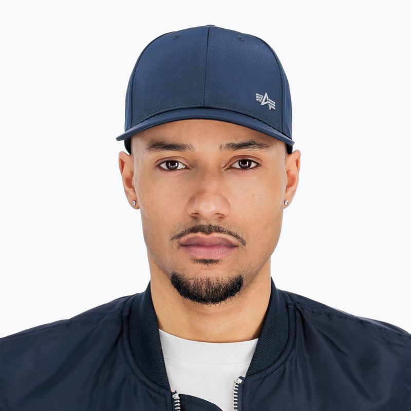 Czapka z daszkiem męska Alpha Industries Metal Label rep blue/chrome 8